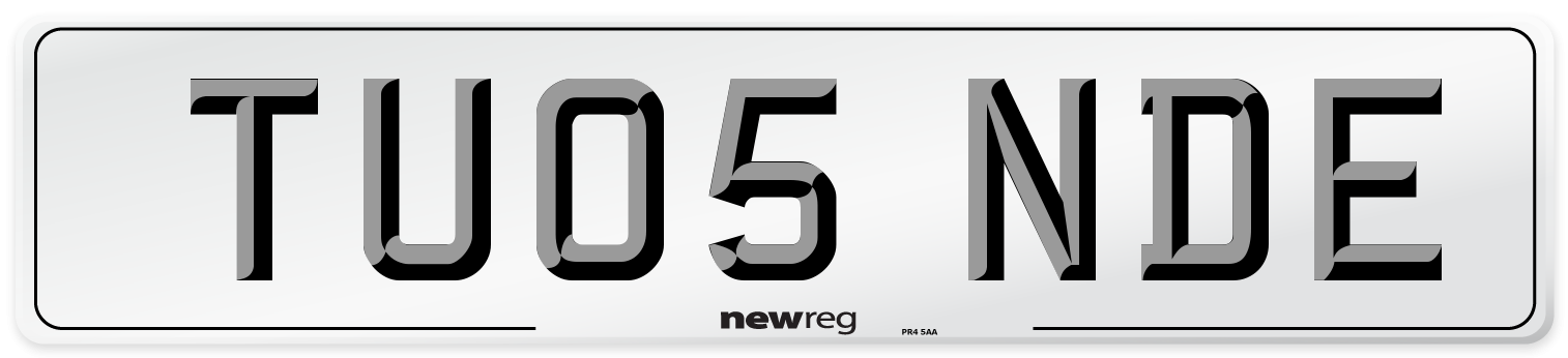 TU05 NDE Number Plate from New Reg